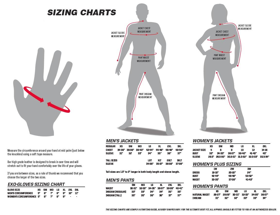 Product sizing chart