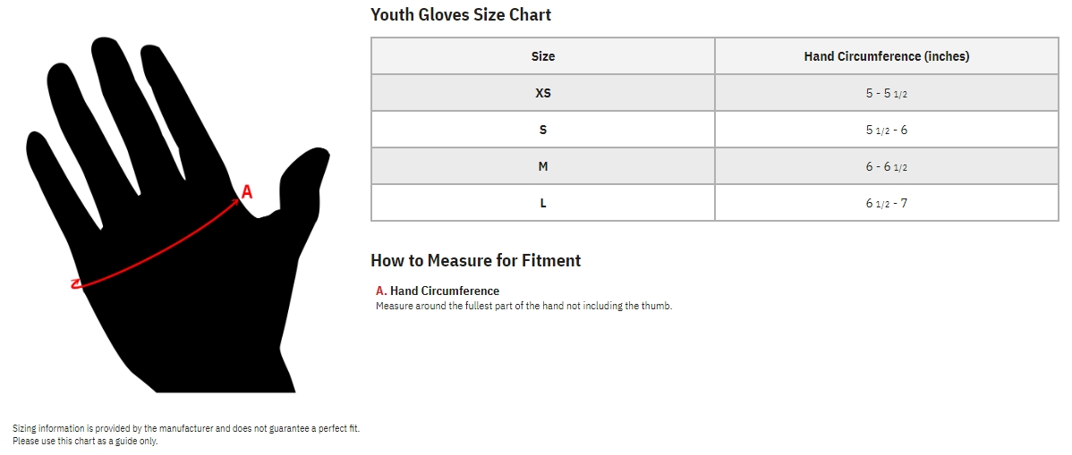 Product sizing chart