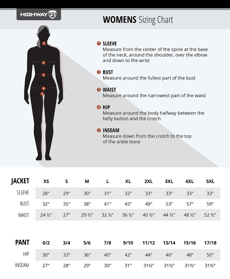 Product sizing chart