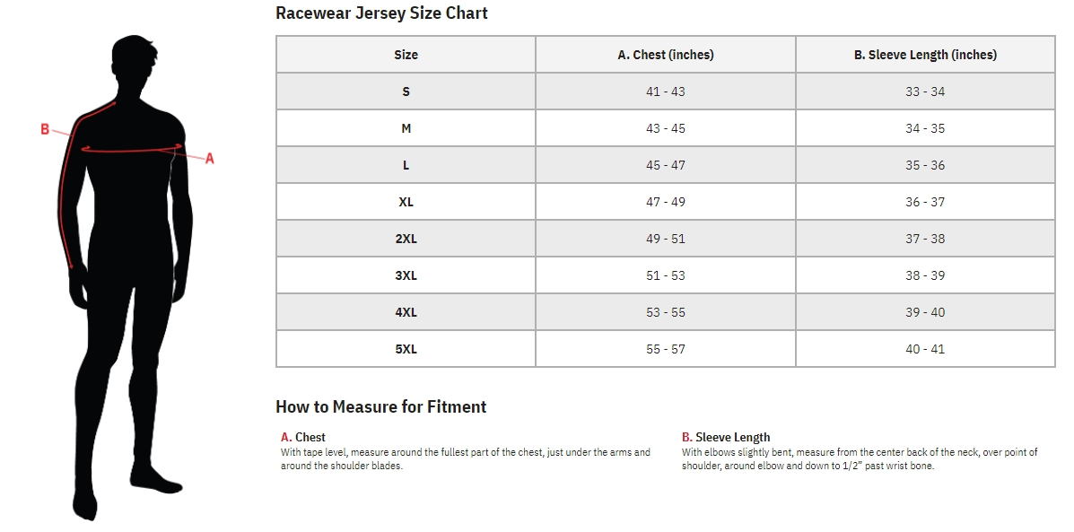 Product sizing chart