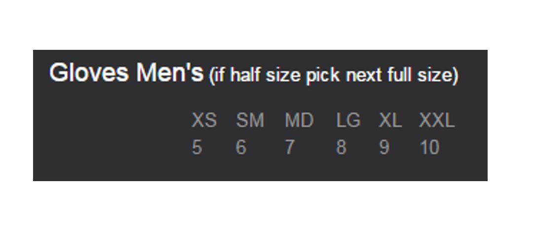 Product sizing chart