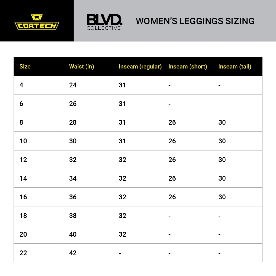 Product sizing chart