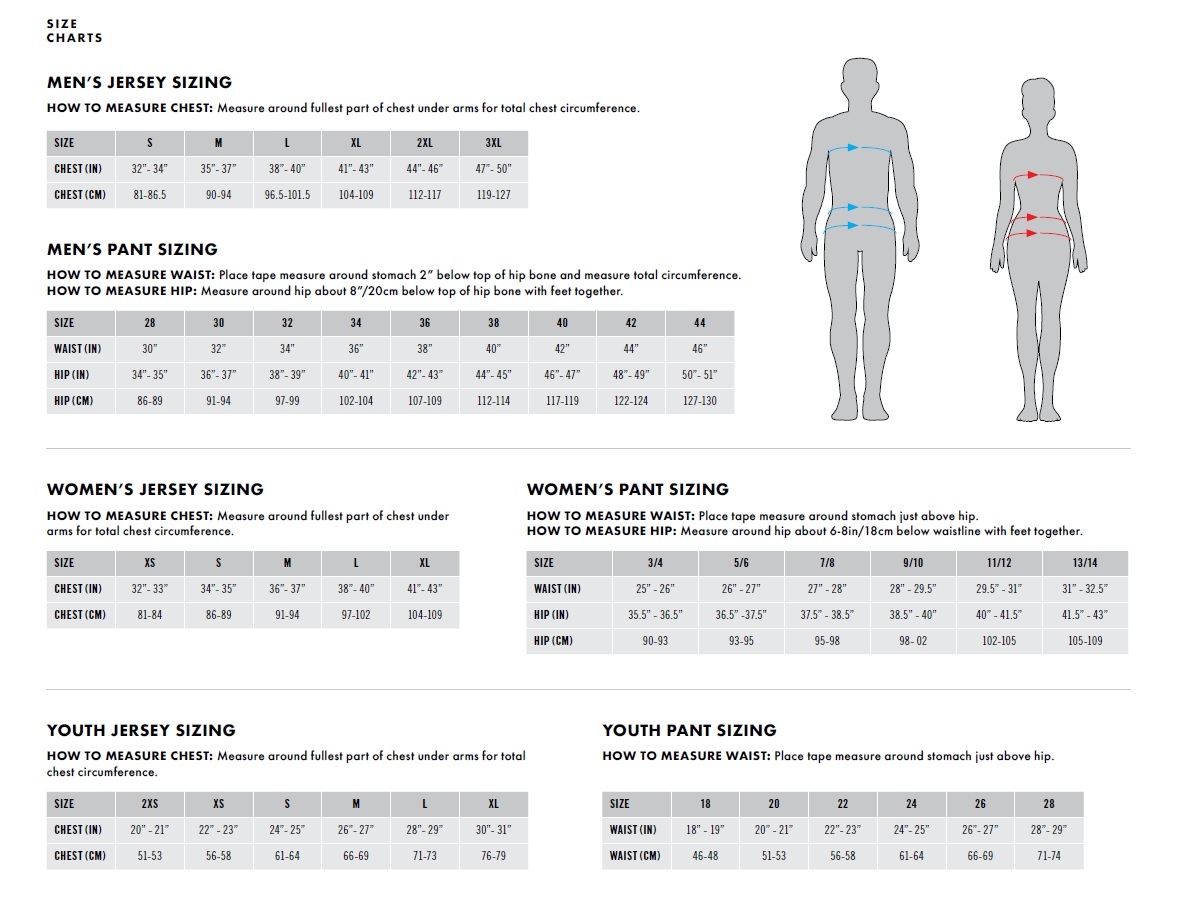 Product sizing chart