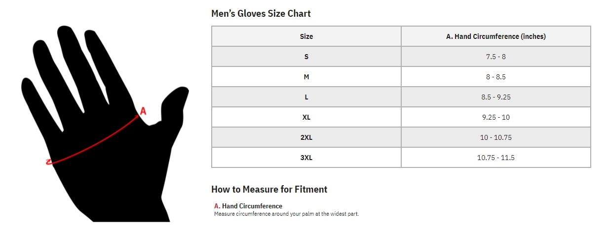 Product sizing chart