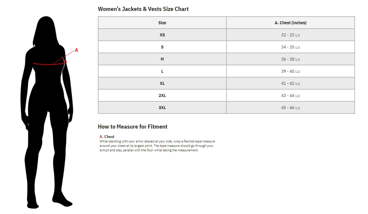 Product sizing chart