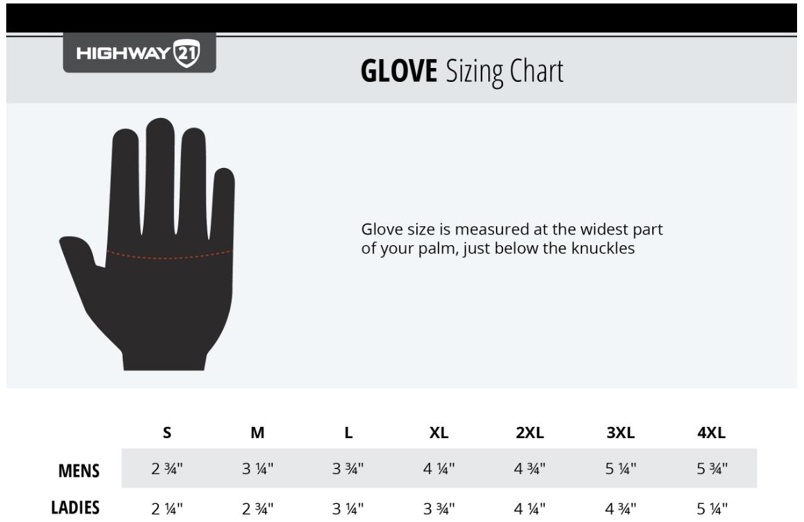 Product sizing chart